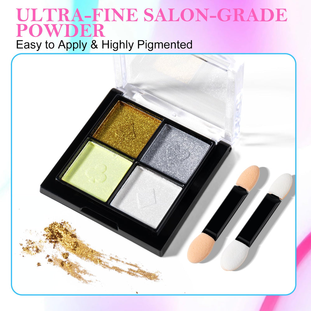NXJ INFILILA iridescent yellow pearl chrome powder for warm glow nails
