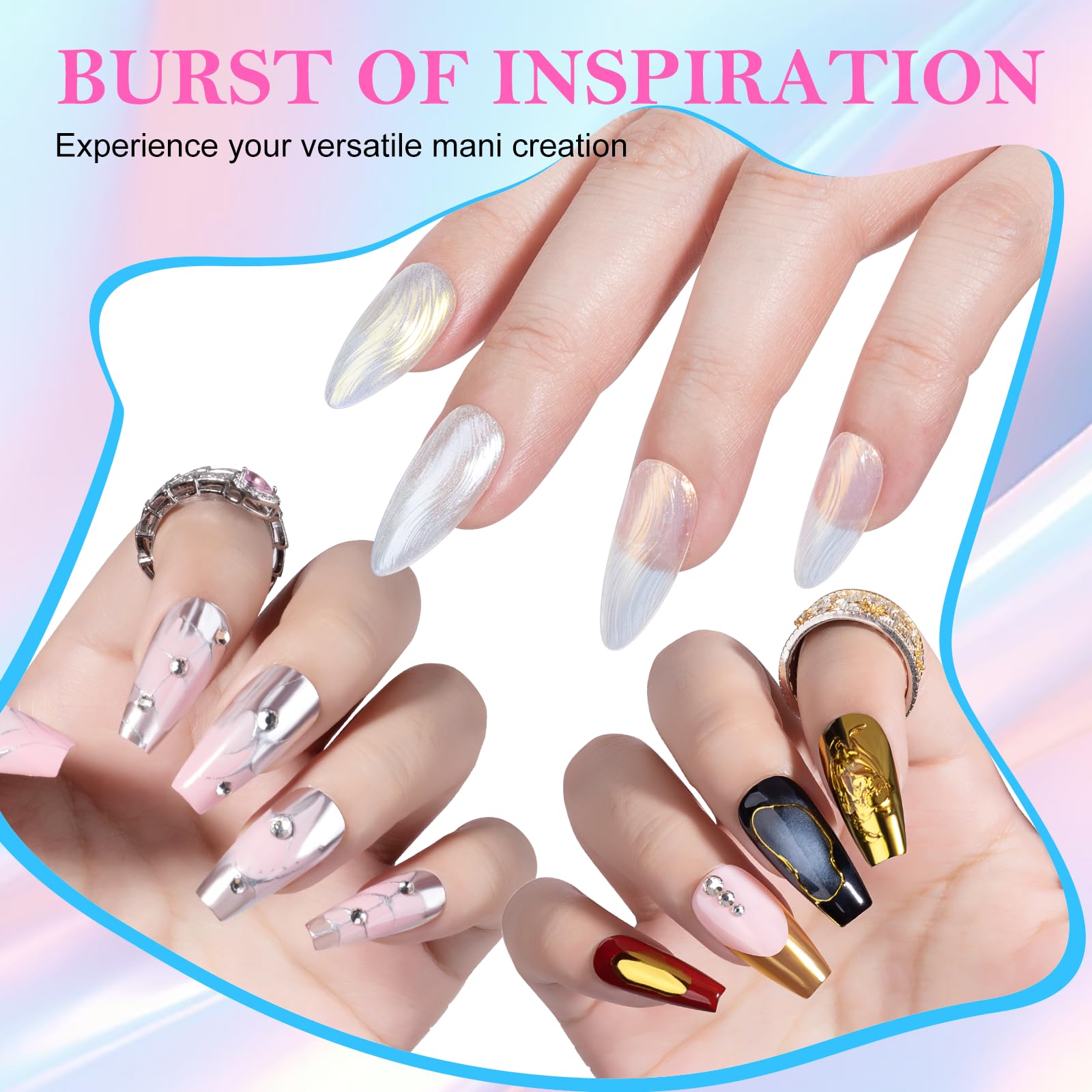 NXJ INFILILA moonlight white pearl chrome powder for luminous nails