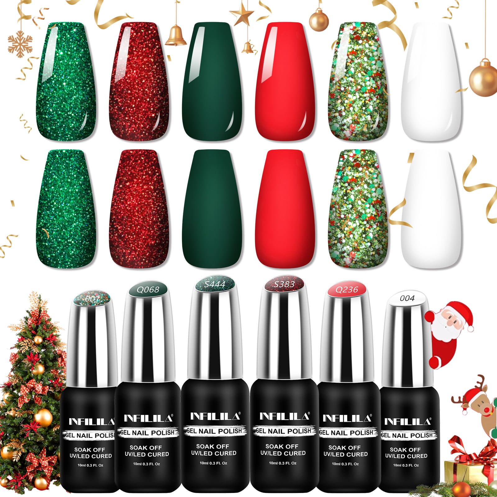 NXJ INFILILA Sparkle Green polish for a festive, long-lasting holiday look.