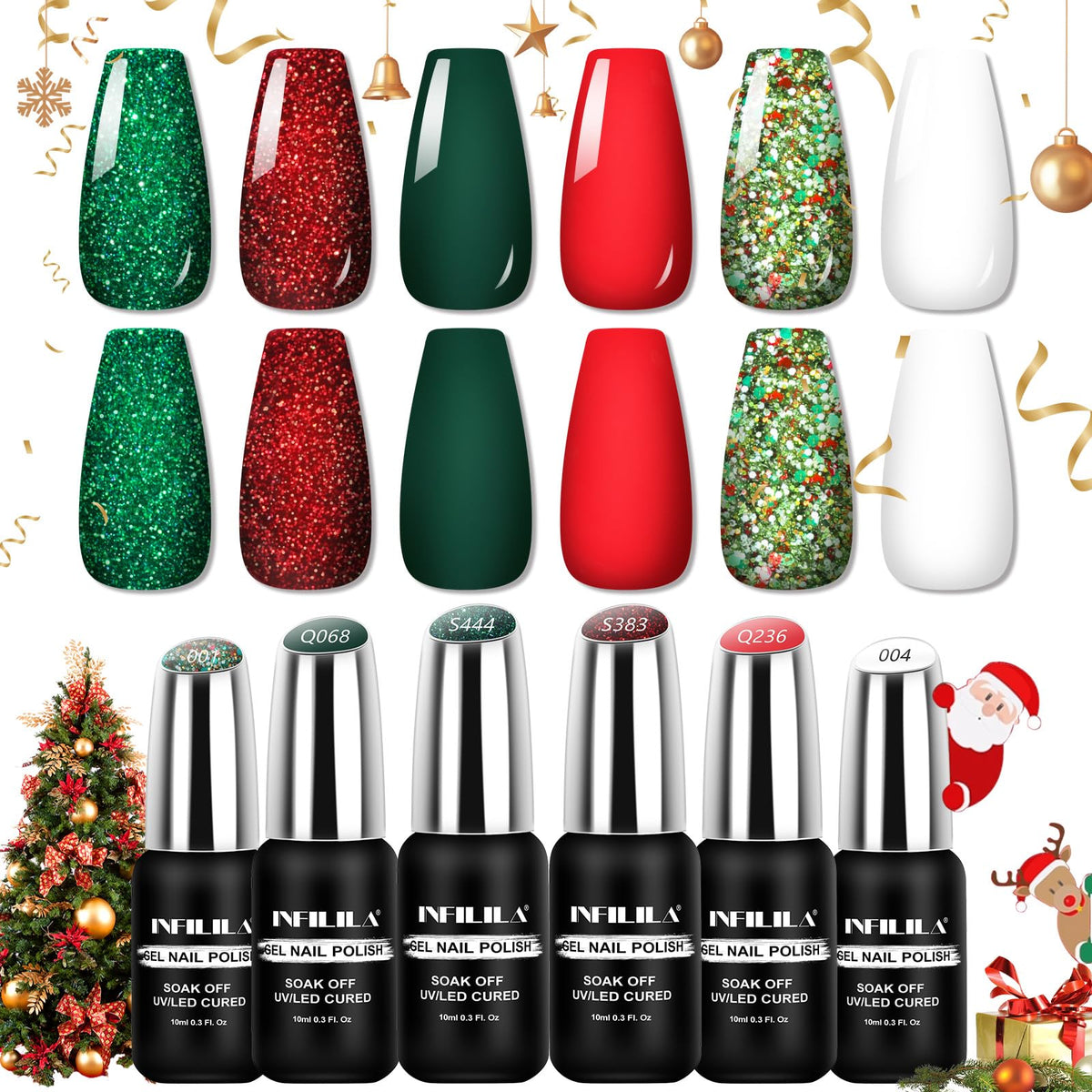 NXJ INFILILA Sparkle Green polish for a festive, long-lasting holiday look.