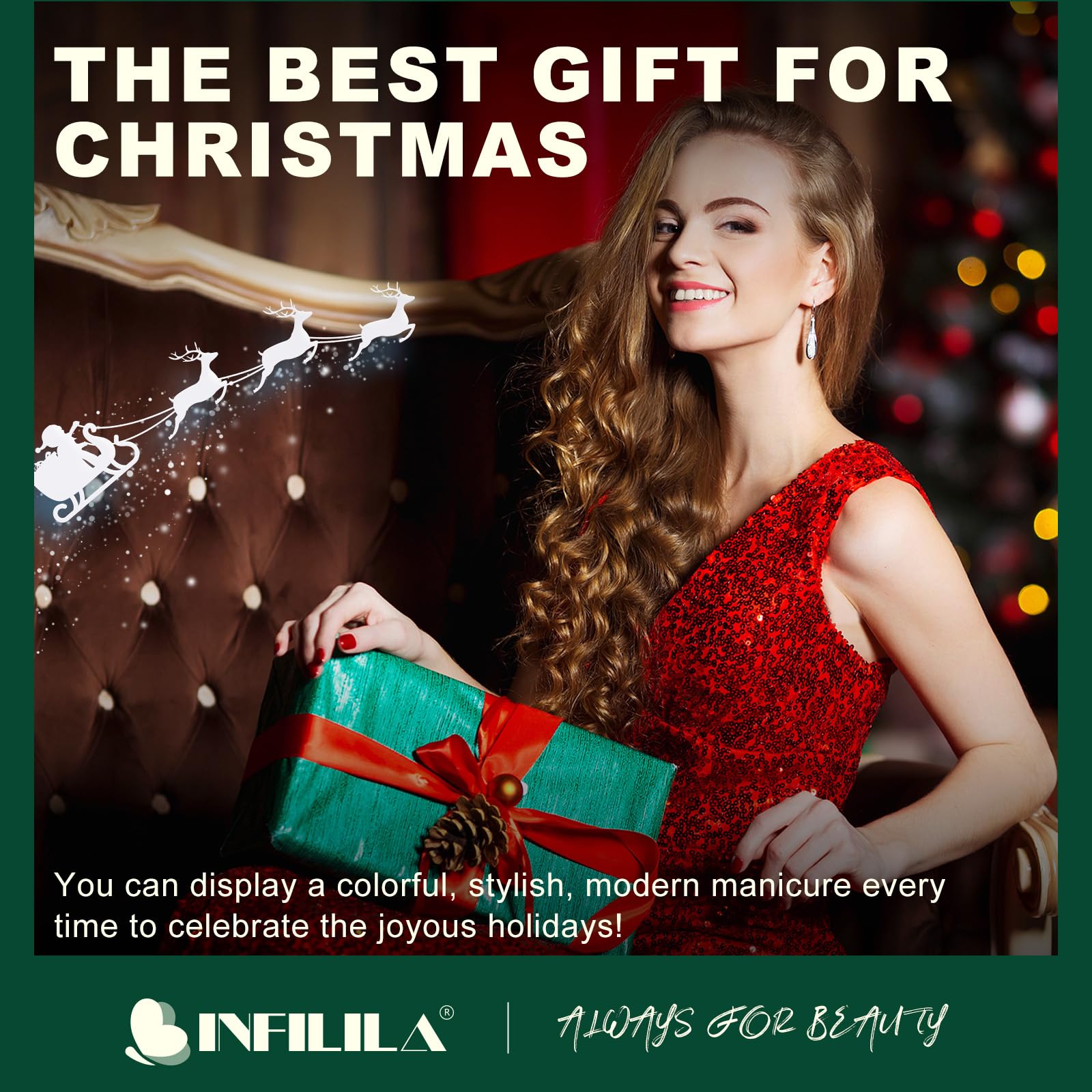 NXJ INFILILA Sparkle Red bottle ideal for vibrant party-ready nails.