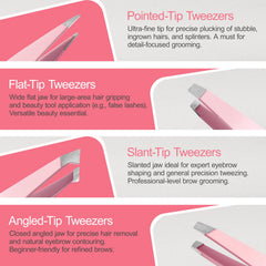 NXPPYY stainless steel tweezers with slant tips for a firm grip on fine hairs.