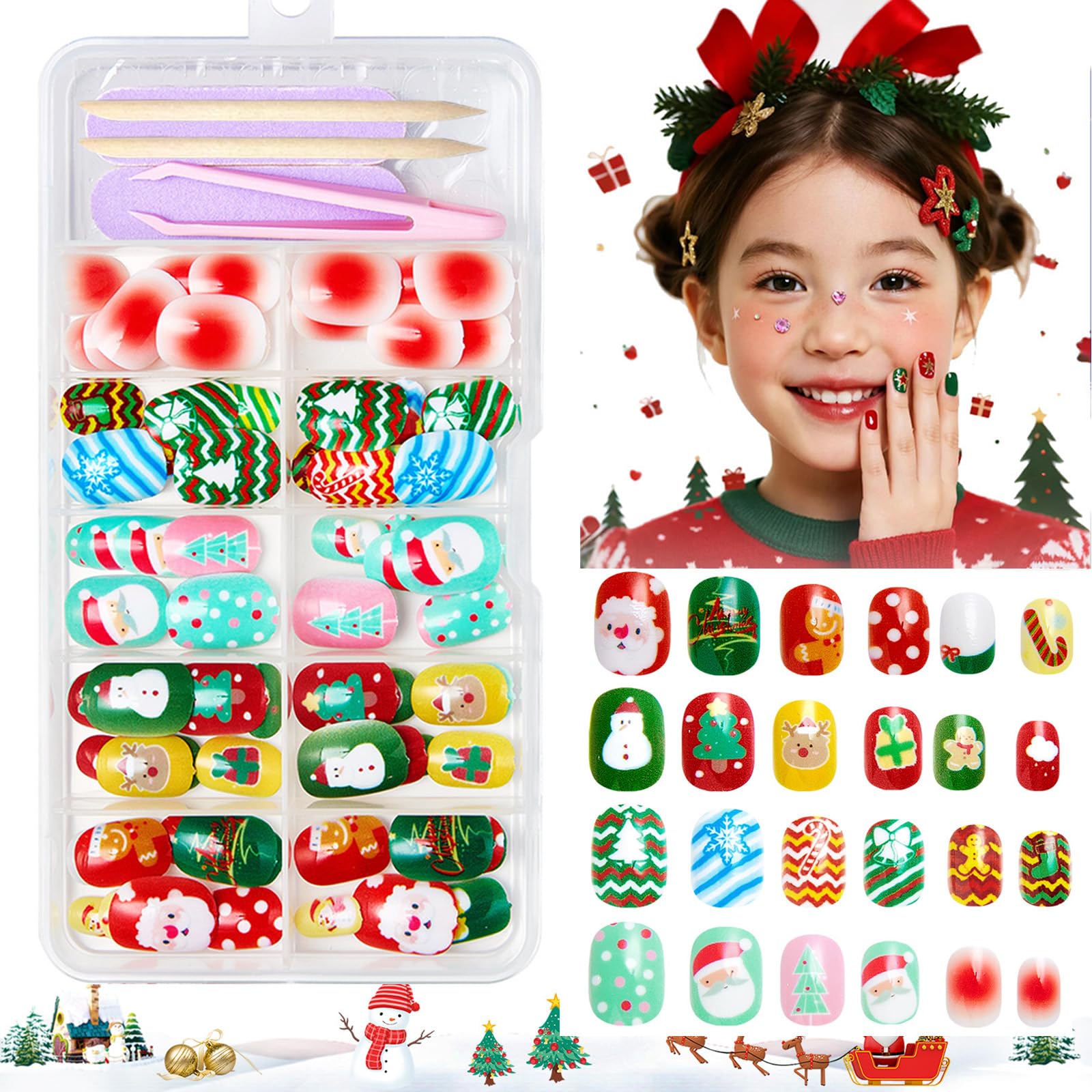 Nxtpz Santa Claus nails kit for kids with festive design for holiday joy