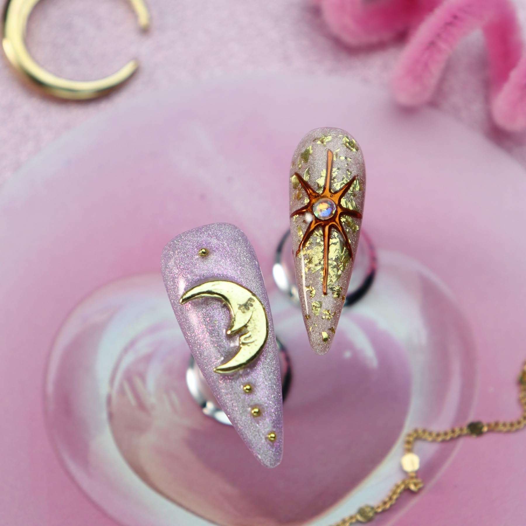 Nxtpz Star Moon glitter mirror finish nails for bold, glamorous looks