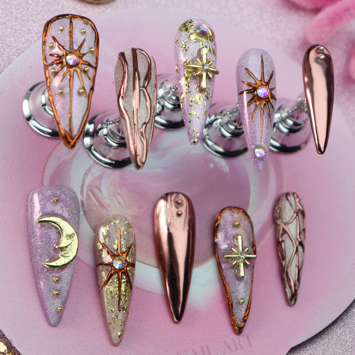 Nxtpz Star Moon press-on nails package showing assorted sizes for a quick at-home manicure
