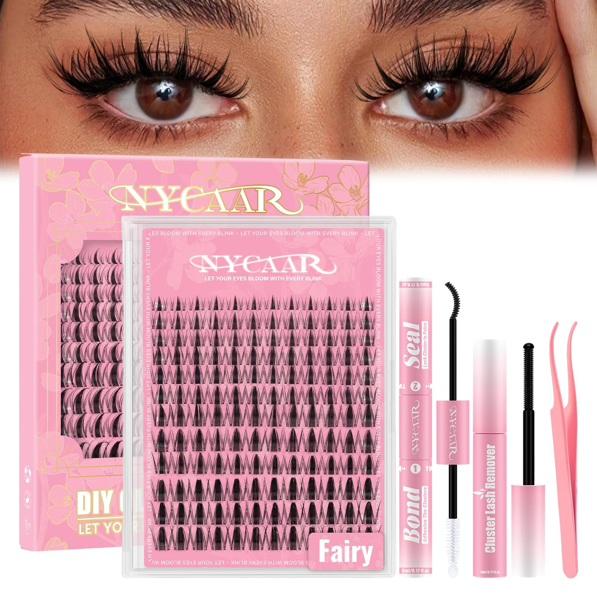 NYCAAR Fairy Lash Clusters Kit 144pcs for customizable anime-style lashes