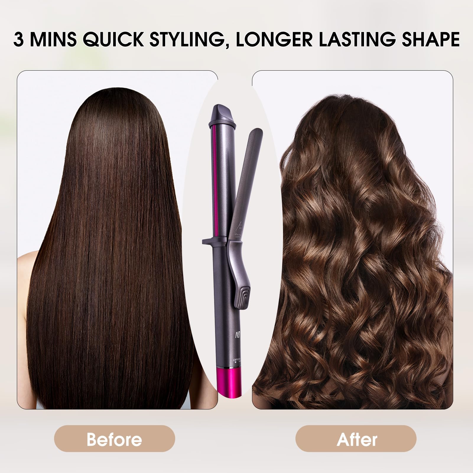 Nycoba curling iron 360° swivel cord for flexible maneuvering.