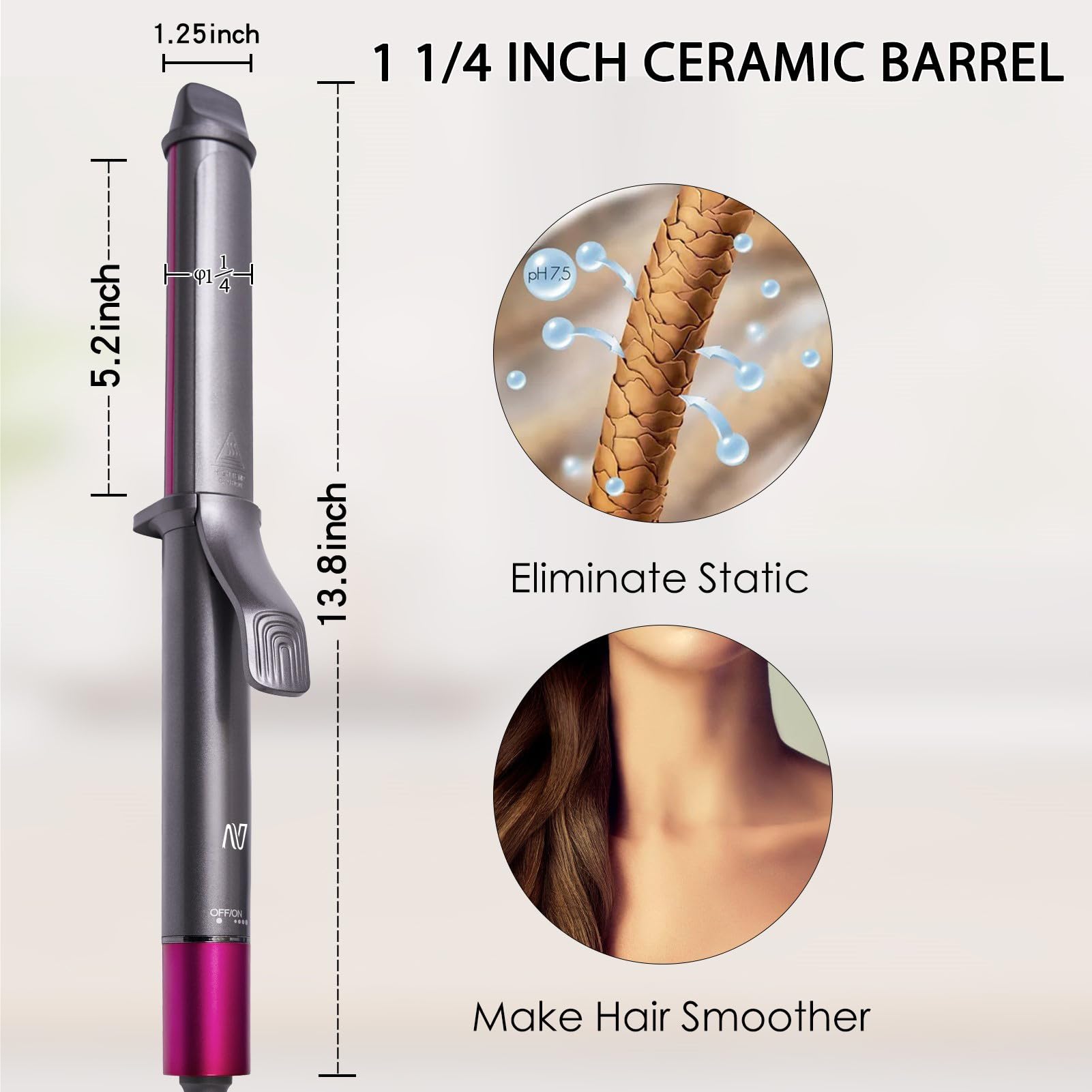 Nycoba curling iron LED temperature display for precise styling.