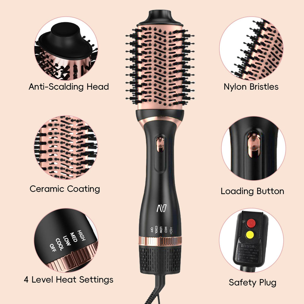Nycoba hair dryer brush with tourmaline ionic tech reduces frizz and adds shine