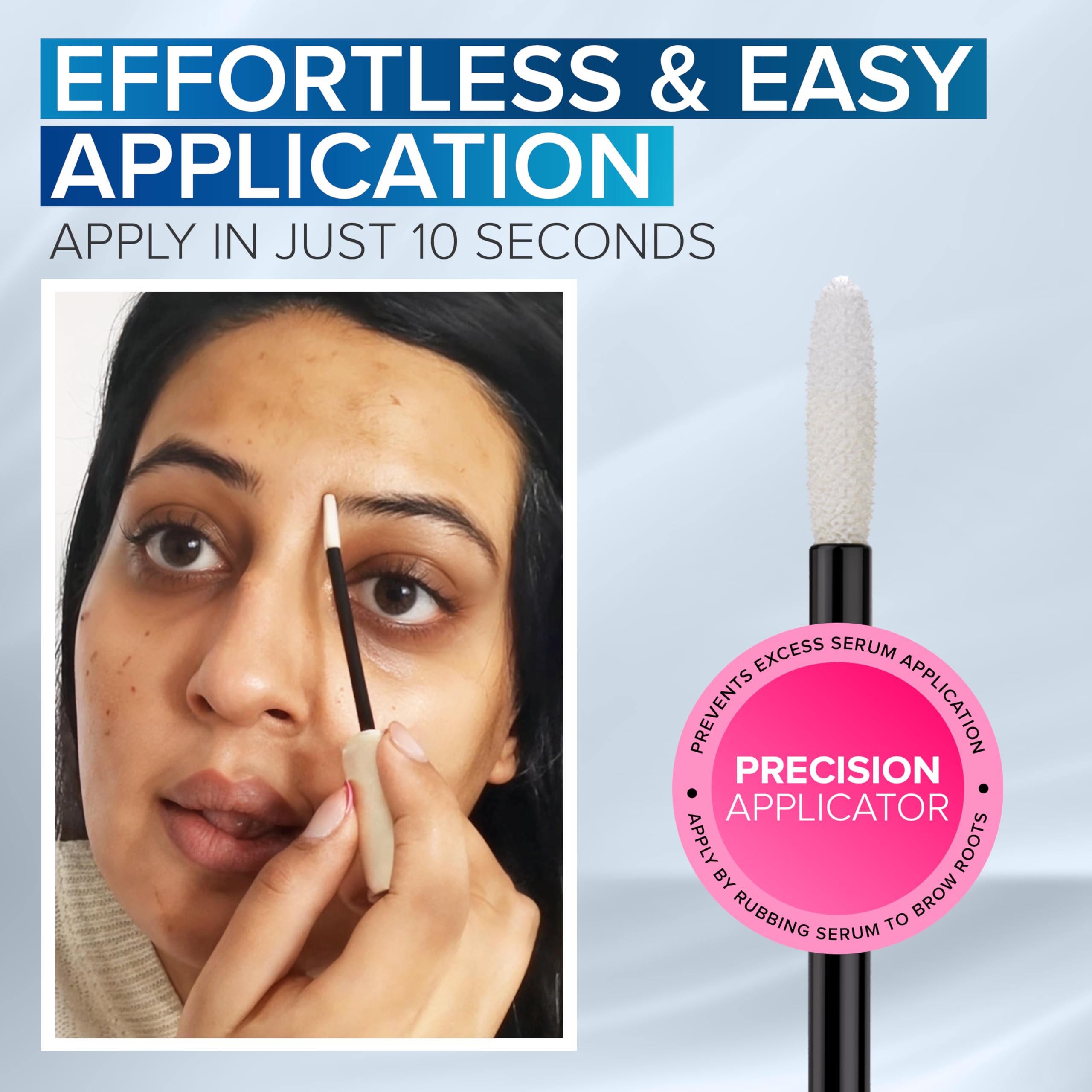 NYK1 BrowForce serum texture appears lightweight and discreet on skin