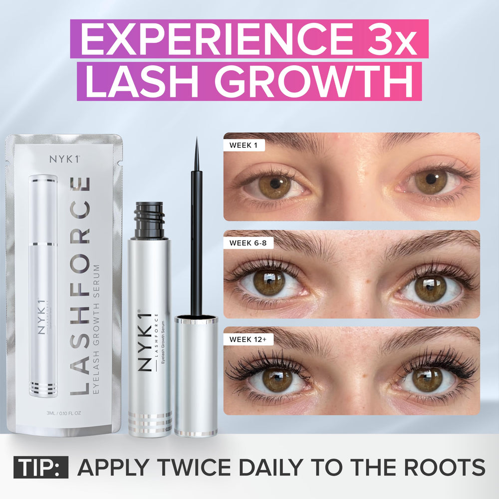 NYK1 LashForce tube shown for easy, targeted lash and brow care.