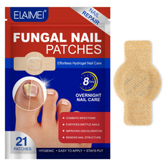 Nyloriaine fungal nail patches closeup targeting the nail source for clearer results.