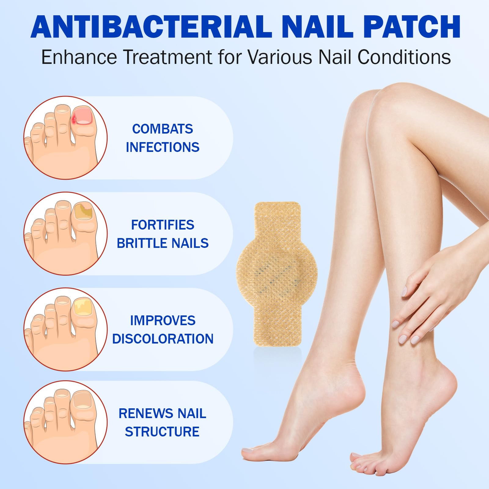 Nyloriaine nighttime nail care patch applied for gentle repair.