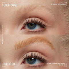 Close view of twist-mechanism brow pencil highlighting 16-hour wear potential