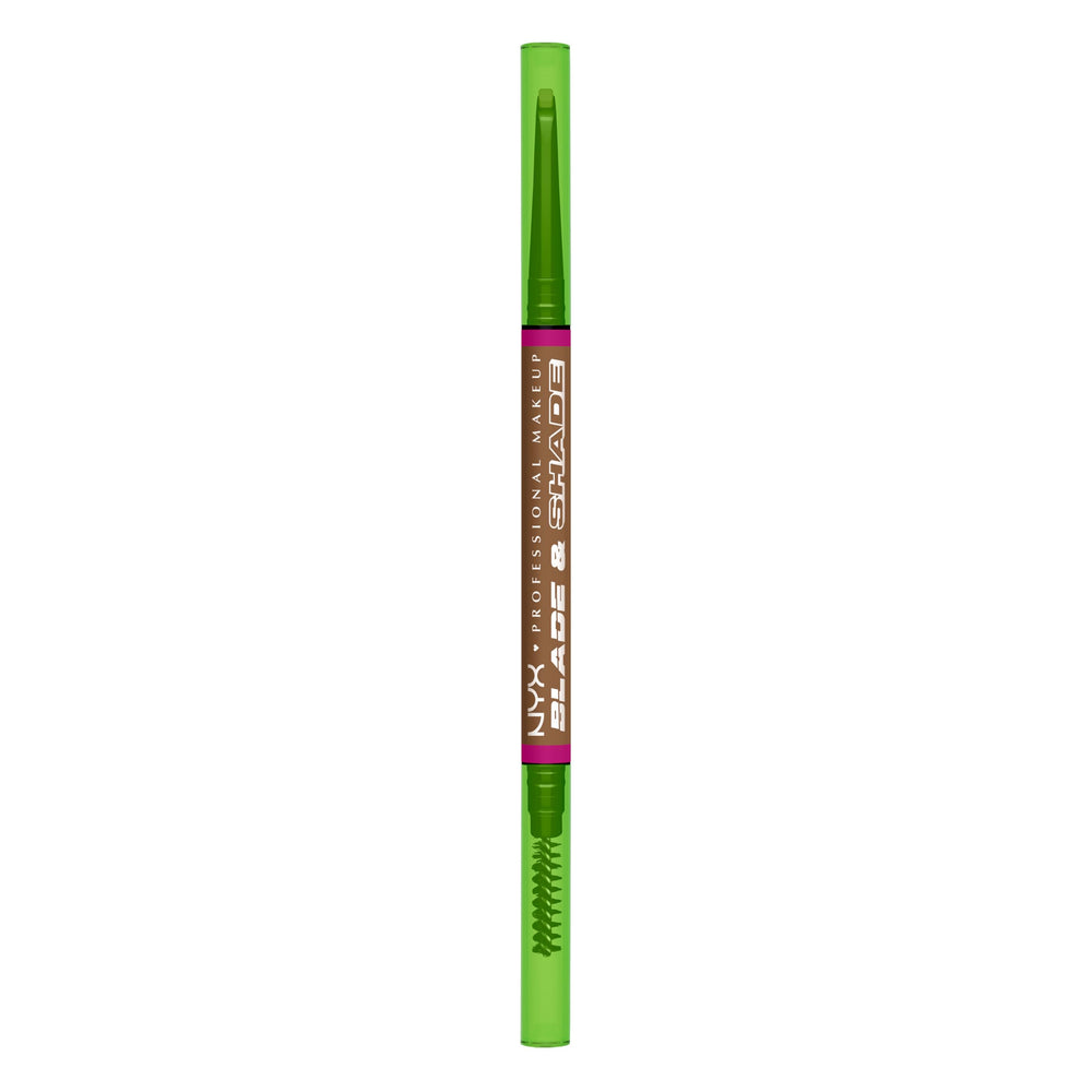 NYX Blade & Shade Brow Pencil close-up with dual-edged tip for precise hair-like strokes