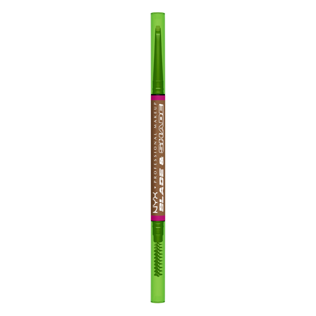 NYX Blade & Shade Brow Pencil close-up with dual-edged tip for precise hair-like strokes