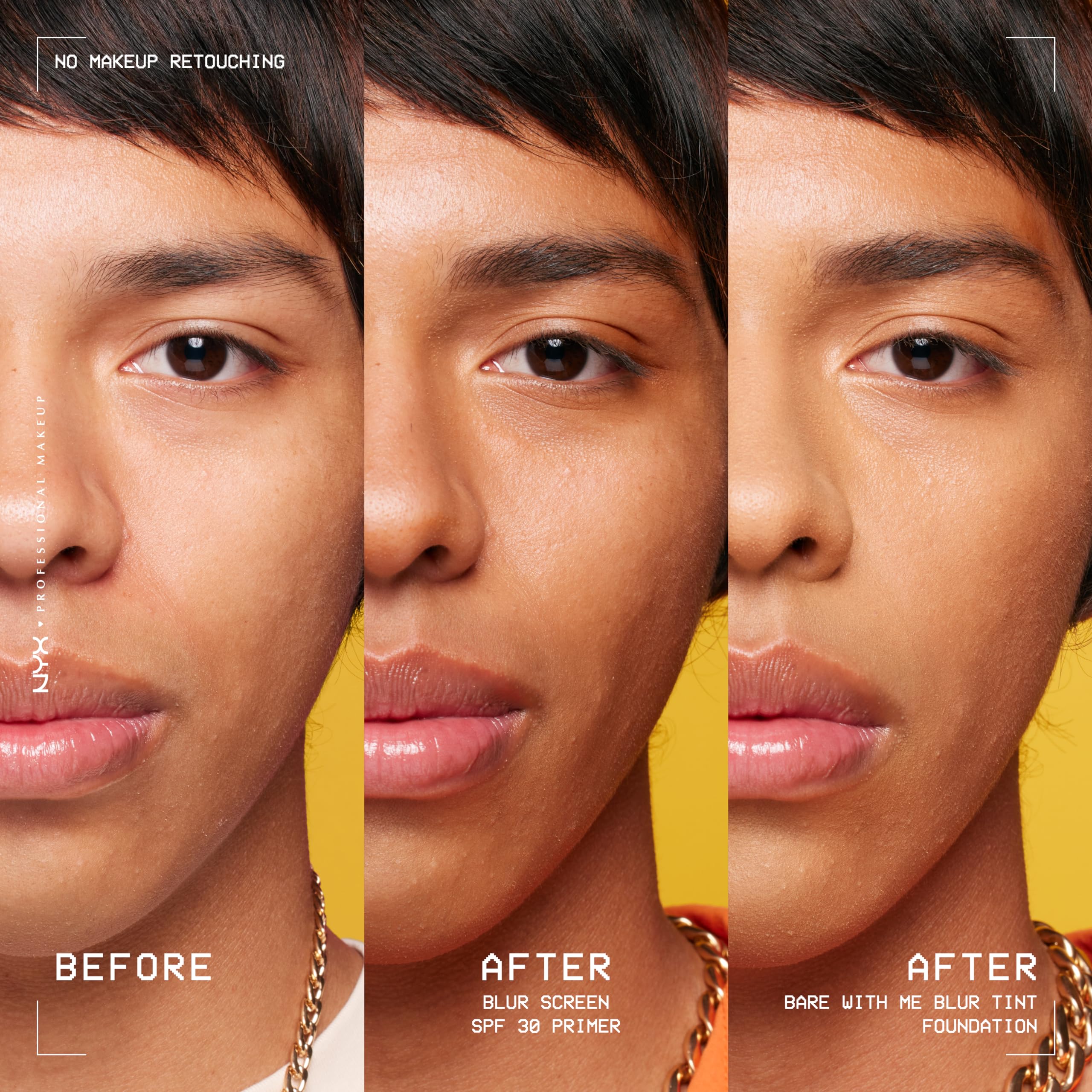 Nyx Blurscreen Primer under sun demonstrates no white cast