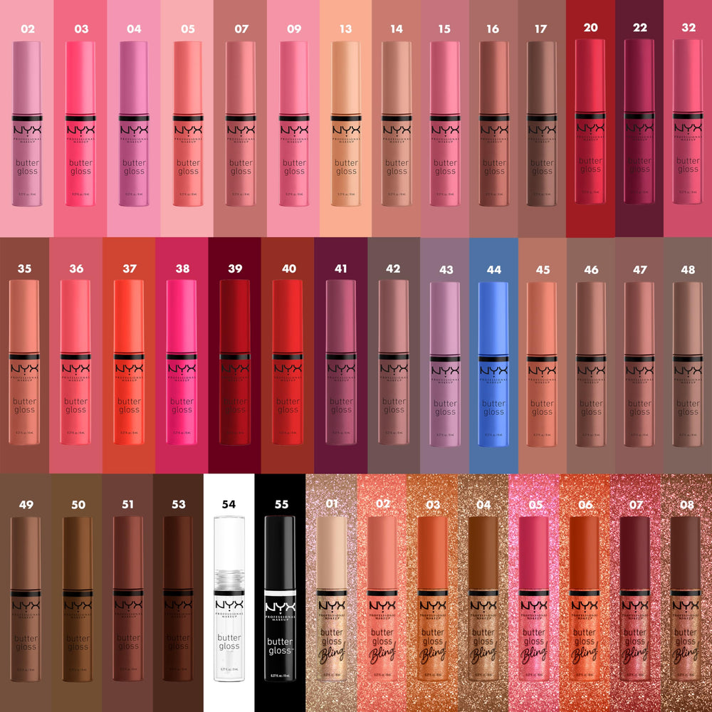 Long-lasting shine from NYX Butter Gloss Bling for day-to-night looks.