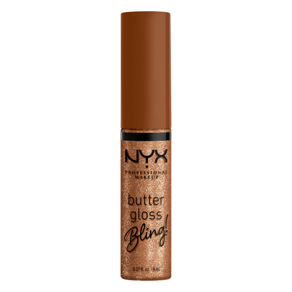 Sparkling finish of NYX Butter Gloss Bling adds radiant lip shine.
