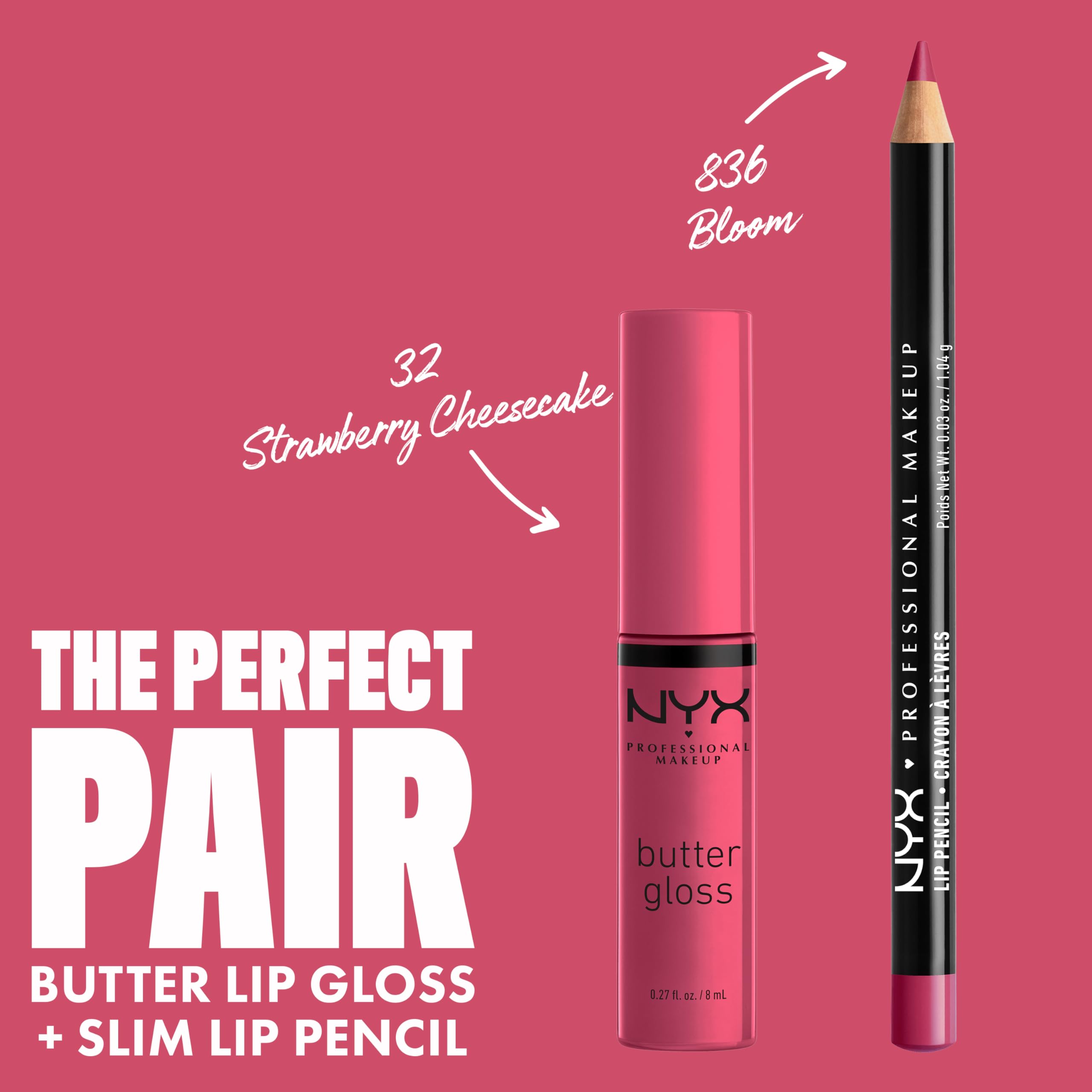 NYX Butter Gloss Strawberry Cheesecake application demonstrates smooth color and glassy finish