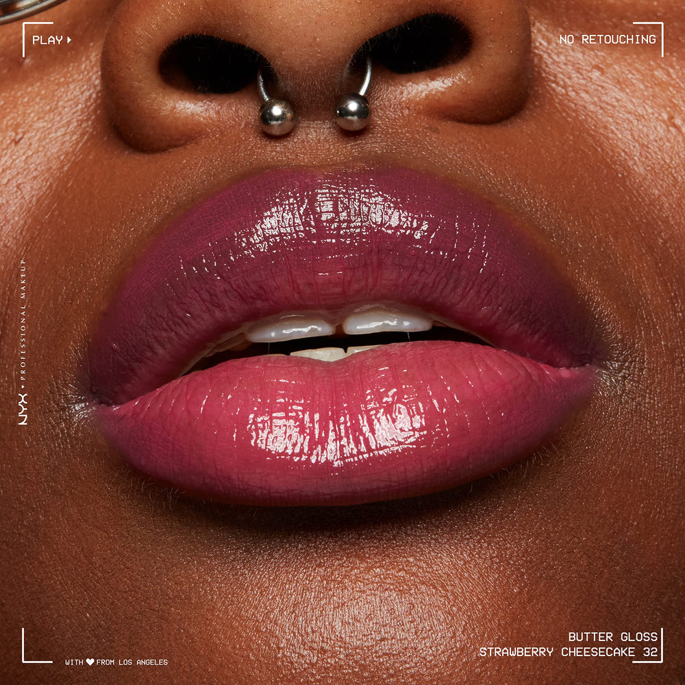 NYX Butter Gloss Strawberry Cheesecake shade range indicates versatile pink tones