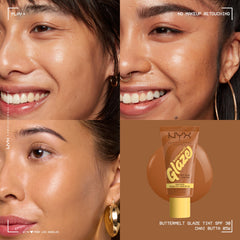 Nyx Buttermelt Glaze application glide captured mid-stroke for smooth blending.
