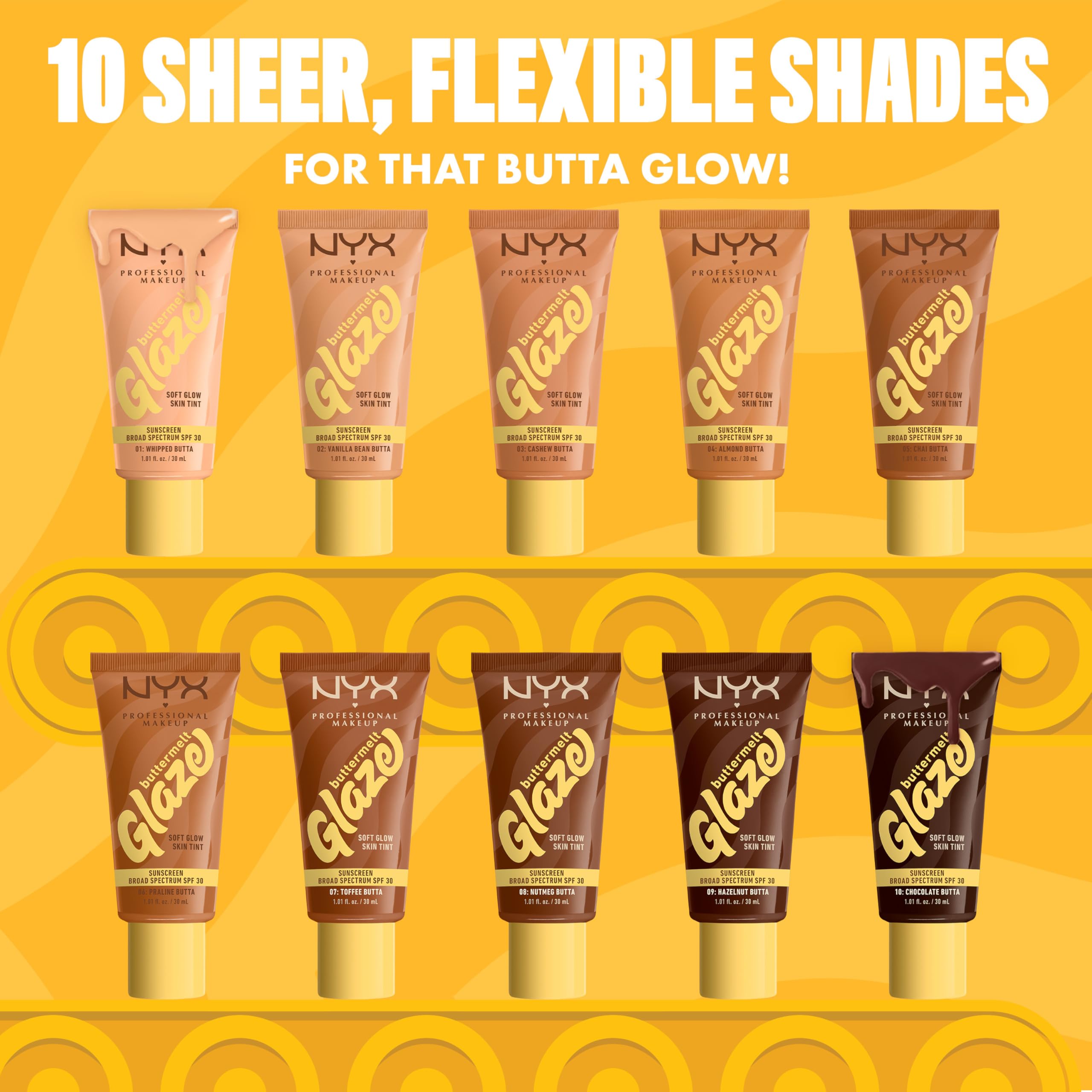 NYX Buttermelt Glaze Skin Tint with SPF 30 provides glow and protection