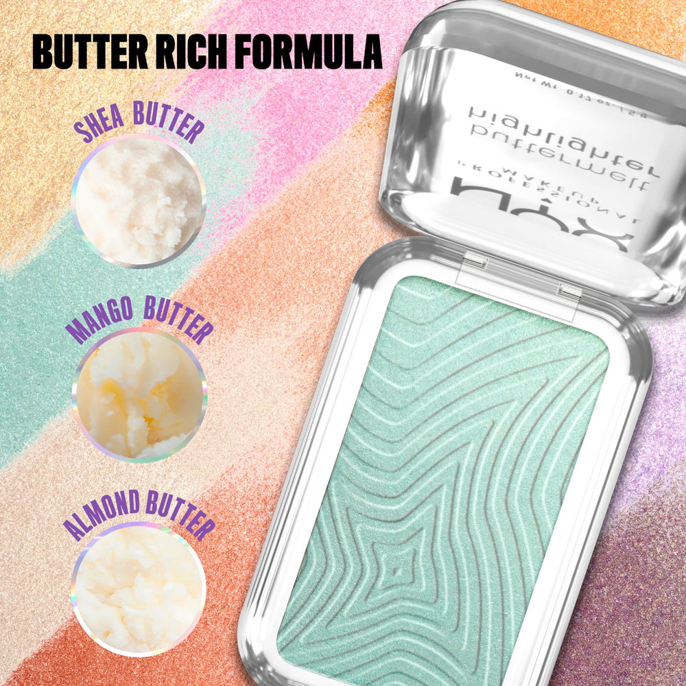 NYX Buttermelt Highlighter application tips close-up