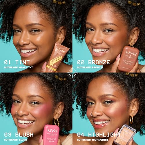 NYX Buttermelt Highlighter buildable shimmer layer example