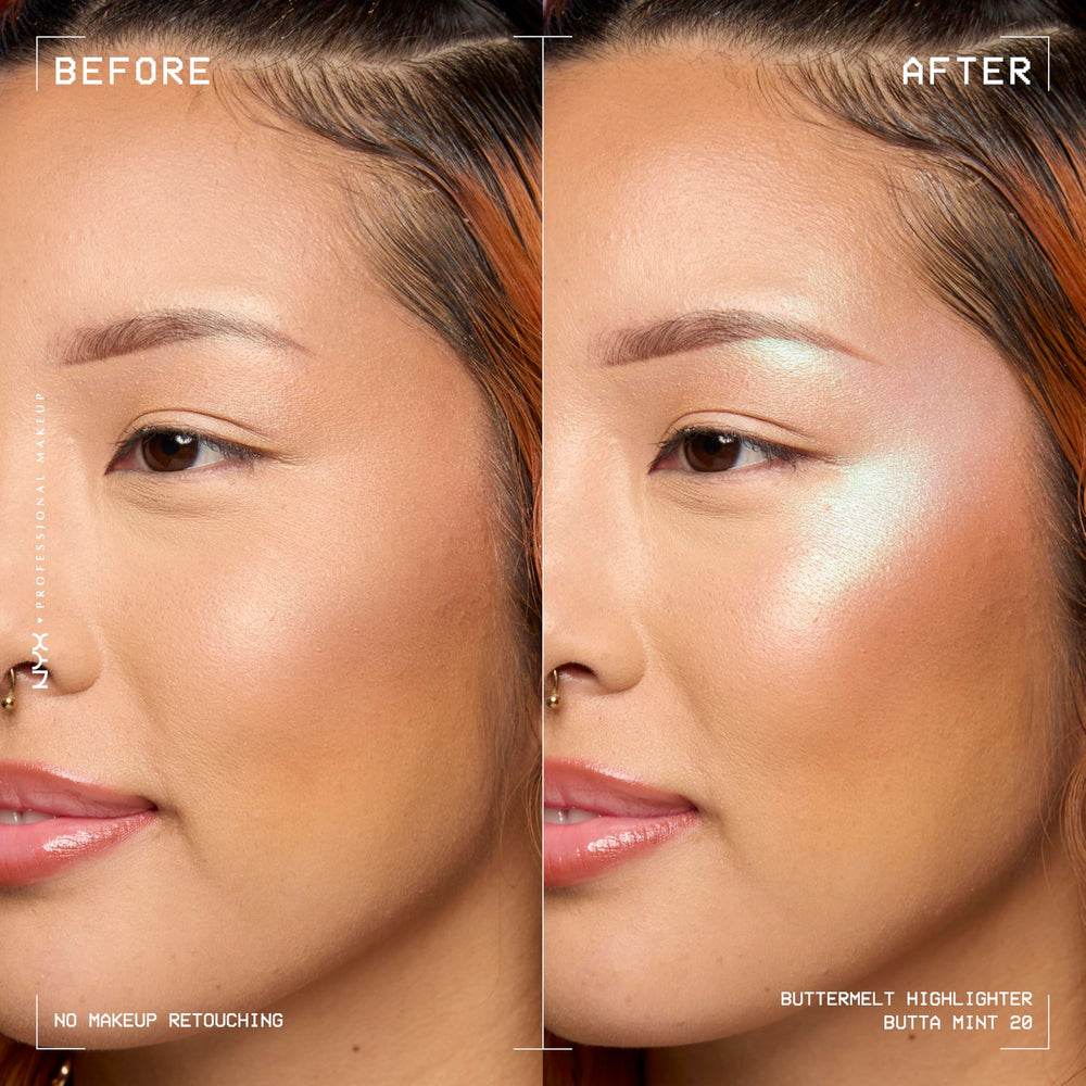 NYX Buttermelt Highlighter compact front view for on-the-go glow