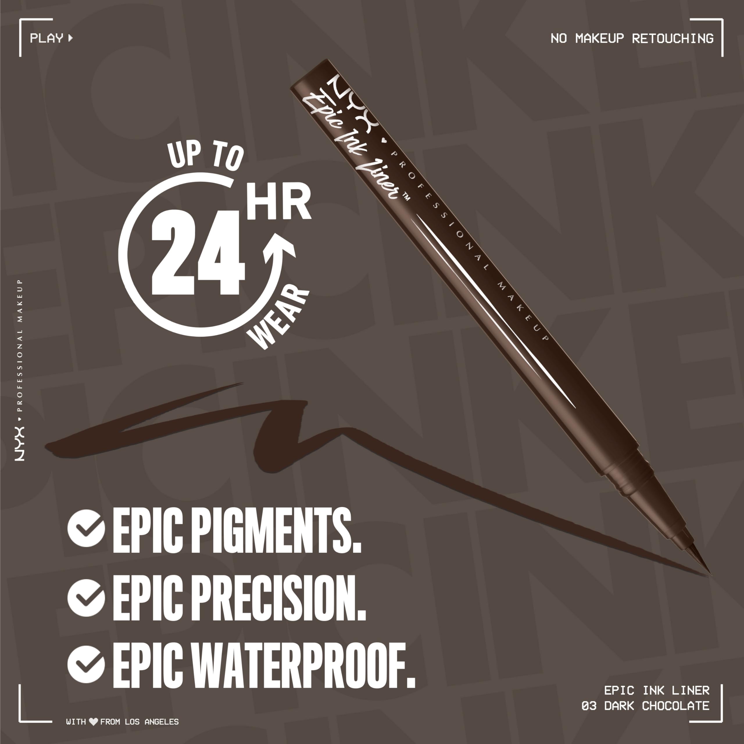 NYX Epic Ink Liner cat-eye-flick tip helps achieve bold wings.