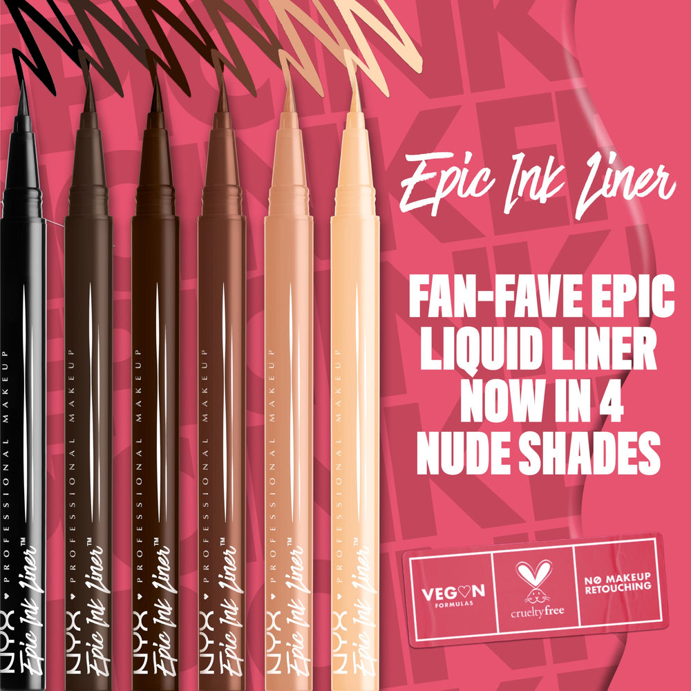 NYX Epic Ink Liner dark-chocolate-matte shade delivers natural definition.