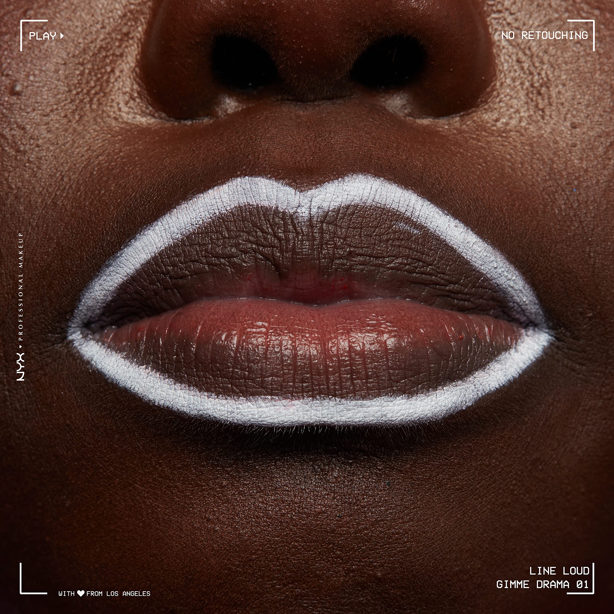 Lips with full color using NYX Gimme Drama lip liner