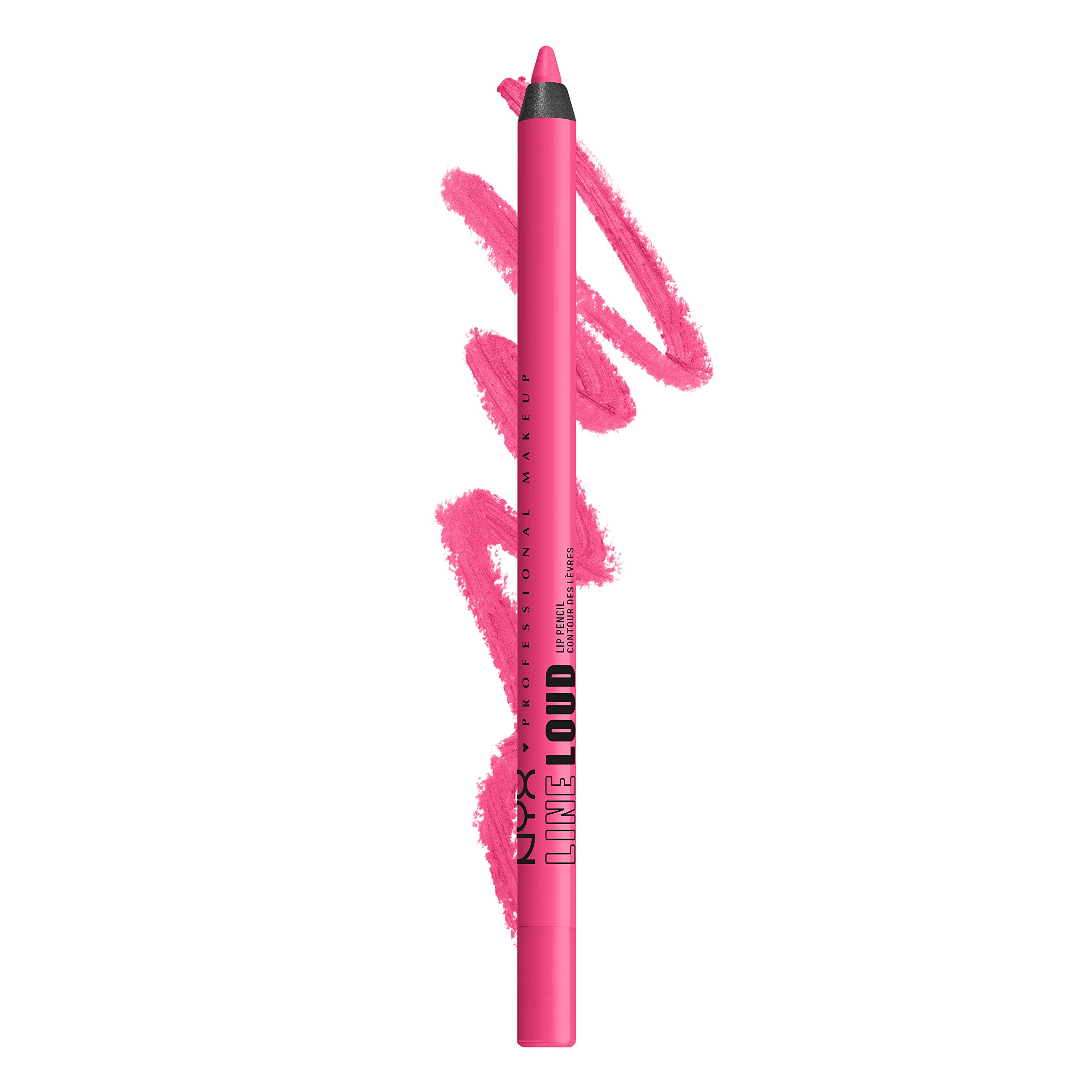NYX Line Loud Lip Liner Movin' Up swatch showing vibrant pink-peach color