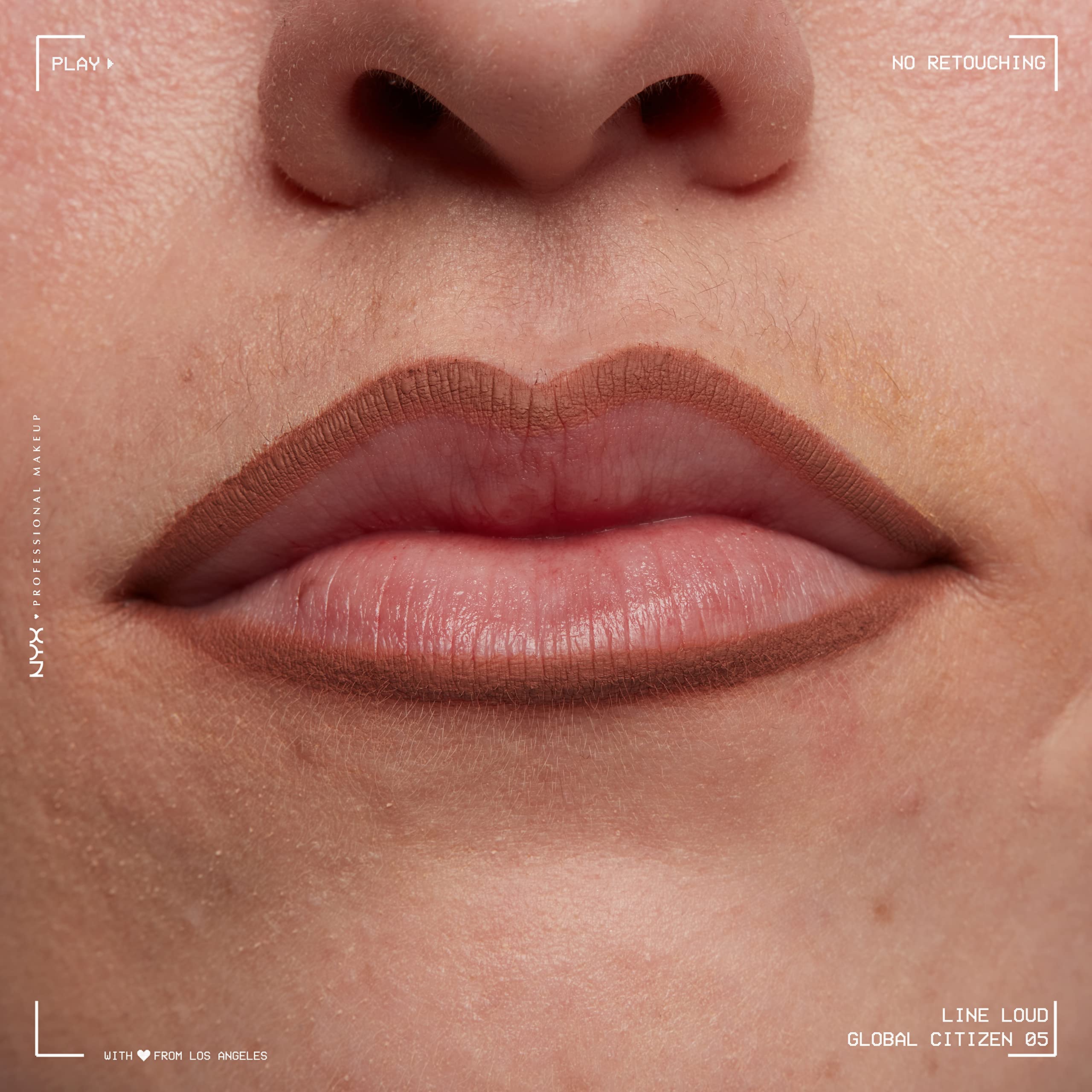 Waterproof lip liner demonstrating transfer resistance during wear.