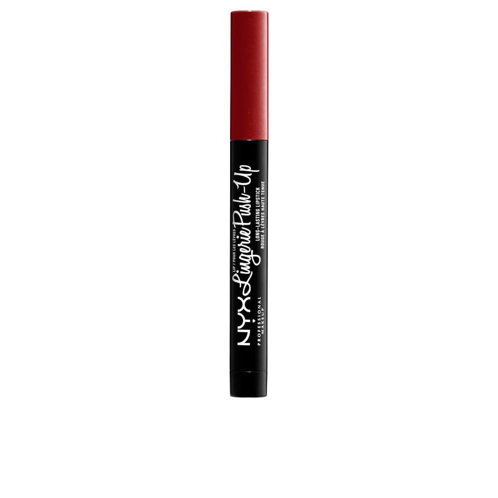 NYX Lip Lingerie Push-Up Exotic swatch showing warm mahogany red for long-lasting color