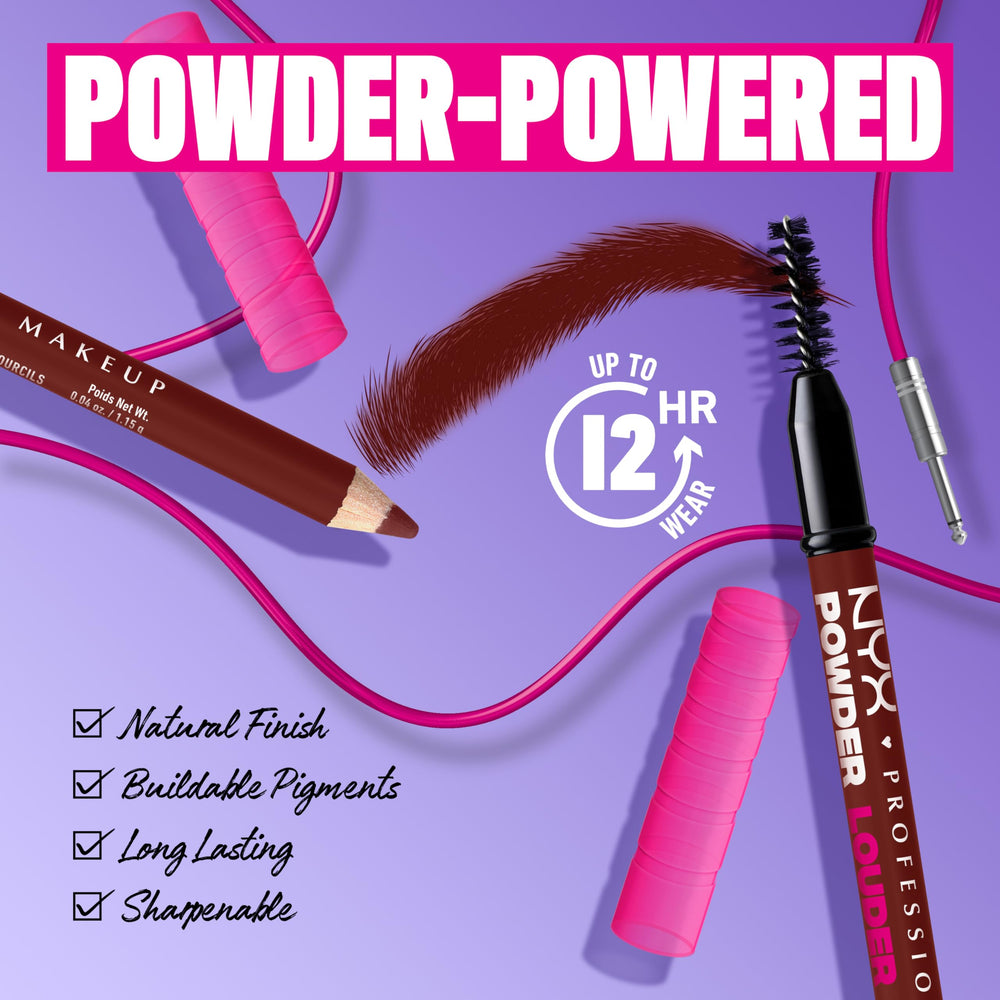 NYX Powder Louder Brow Pencil vegan formula supports ethical beauty choices.
