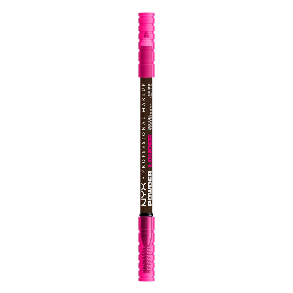 nyx professional makeup powder louder brow pencil closeup shows hair-like strokes for defined brows.