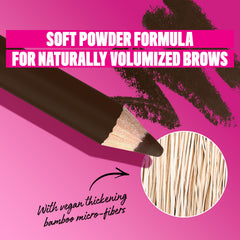 nyx professional makeup powder louder brow pencil spoolie in use creates natural, voluminous brow shape.