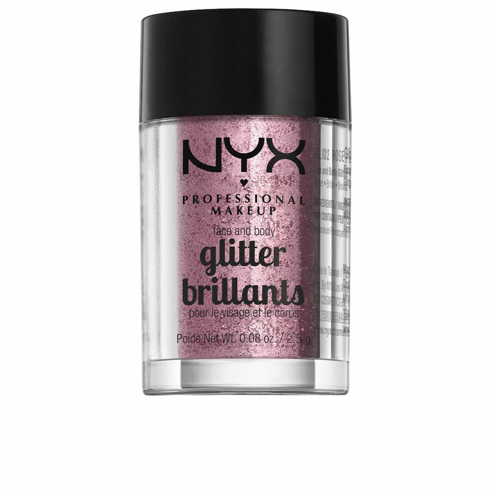 NYX Professional Makeup Face & Body Glitter Rose in a sparkly pot for shimmer