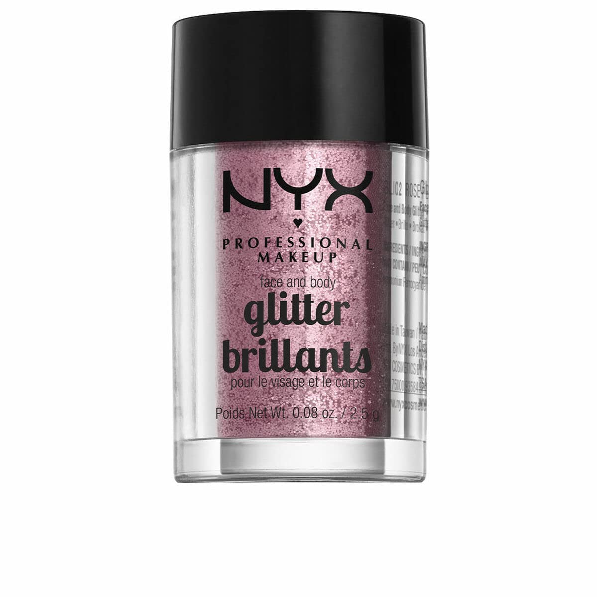NYX Professional Makeup Face & Body Glitter Rose in a sparkly pot for shimmer