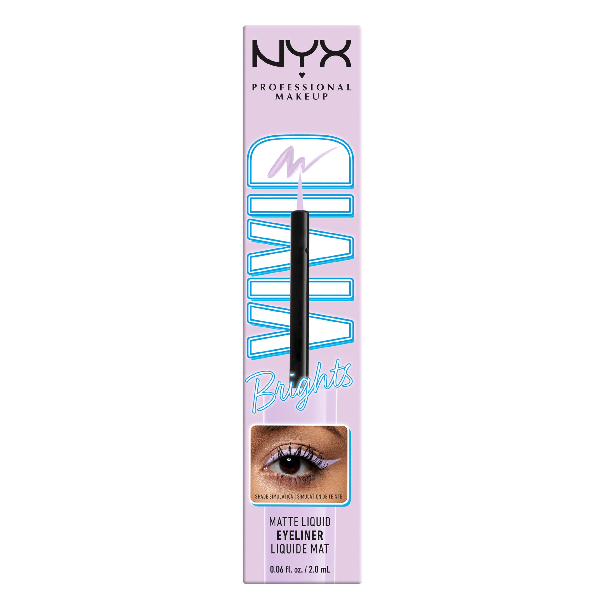 NYX Vivid Brights Lilac Pink brush-tip close-up for precise control