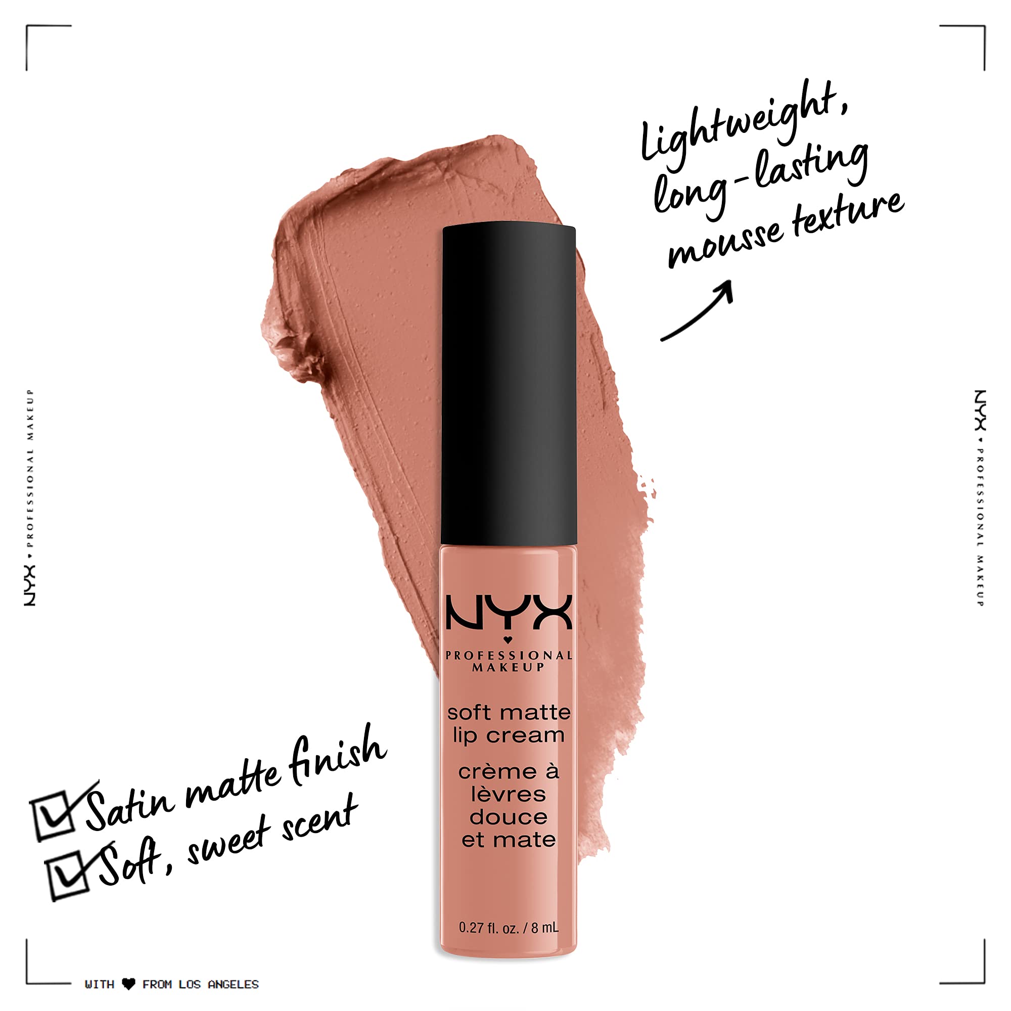 NYX Soft Matte Lip Cream Stockholm swirl demonstrates smooth application.