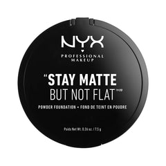 NYX Stay Matte powder applied with sponge for adjustable coverage.