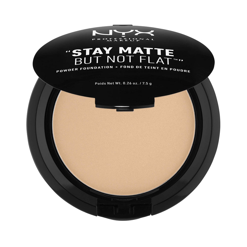 NYX Stay Matte powder foundation compact for a lightweight, shine-free finish.