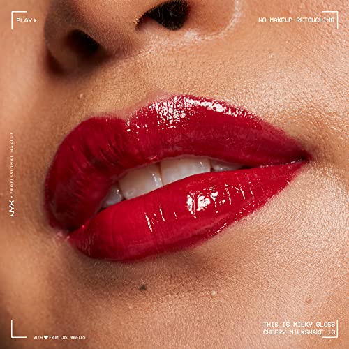 NYX This Is Milky Gloss Cherry Milkshake bottle resting on surface