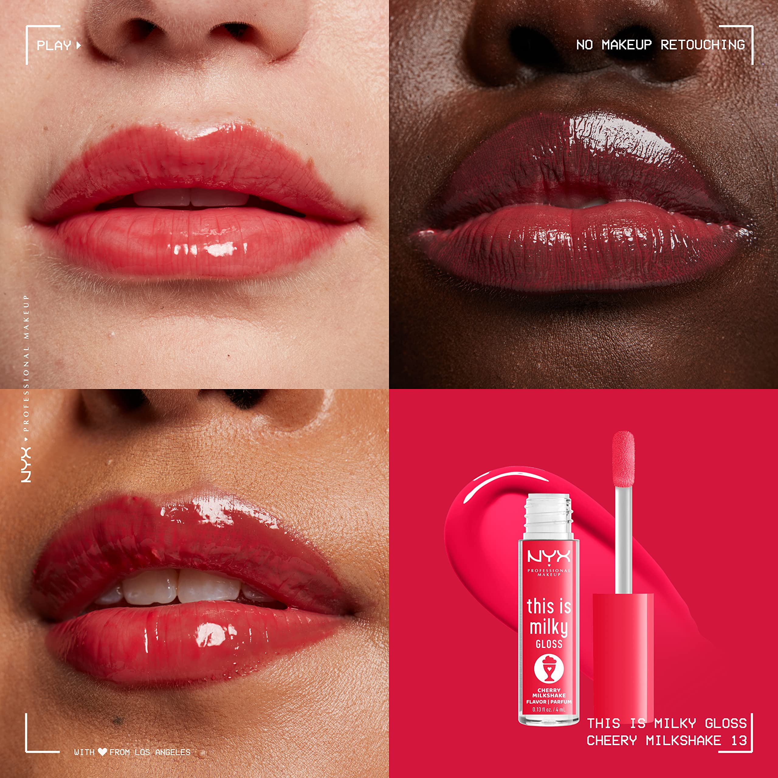NYX This Is Milky Gloss Cherry Milkshake gloss dispense close-up