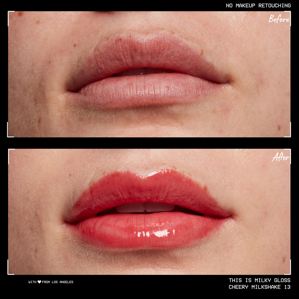 NYX This Is Milky Gloss Cherry Milkshake wand swatch on arm