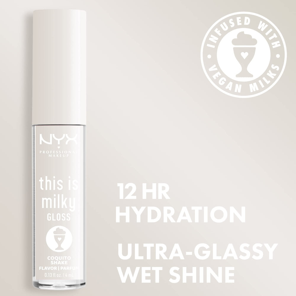 NYX This Is Milky Gloss wand application shows hydrating gloss texture