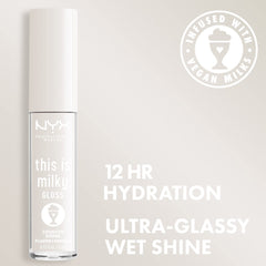 NYX This Is Milky Gloss wand application shows hydrating gloss texture